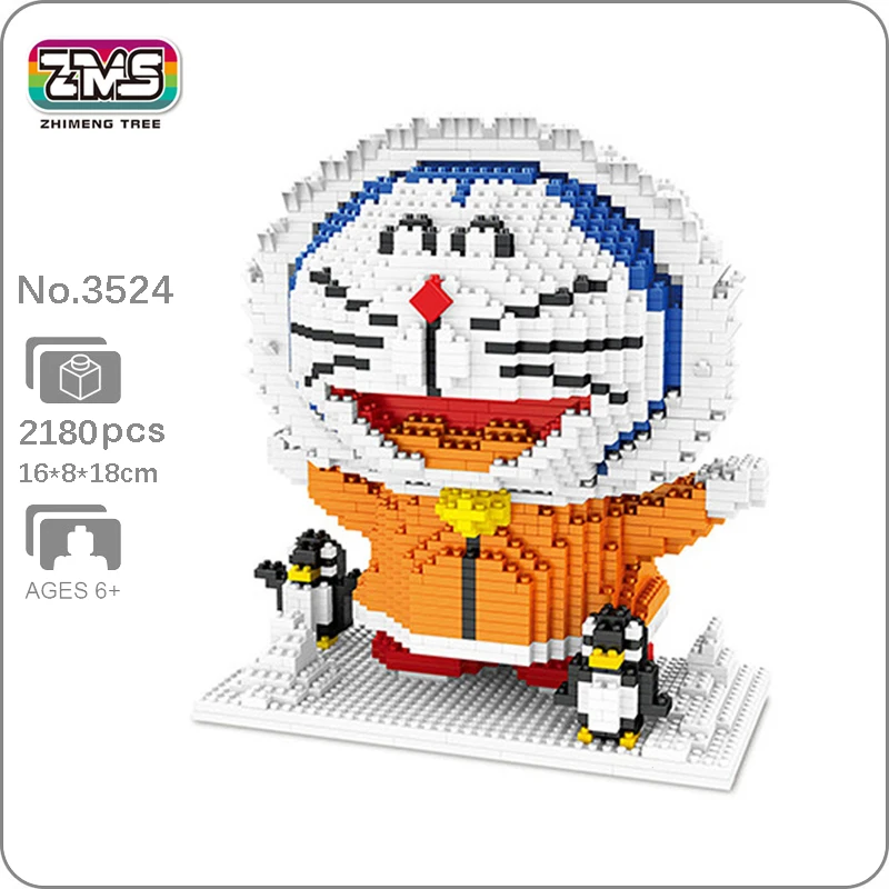 

ZMS Animal Anime Doraemon Cat Robot Pet South Pole Penguin Model Building Blocks Set DIY Mini Diamond Bricks Toy for Boys Gifts