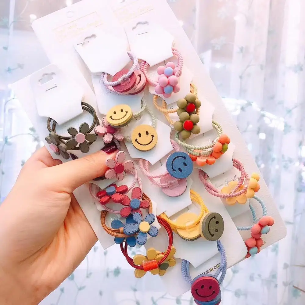 

10pcs/Set Girls Elastic Hair Bands Cute flower Scrunchie Pack Ponytail Holder Hair Accessories Headbands For Kids Chirstmas Gift