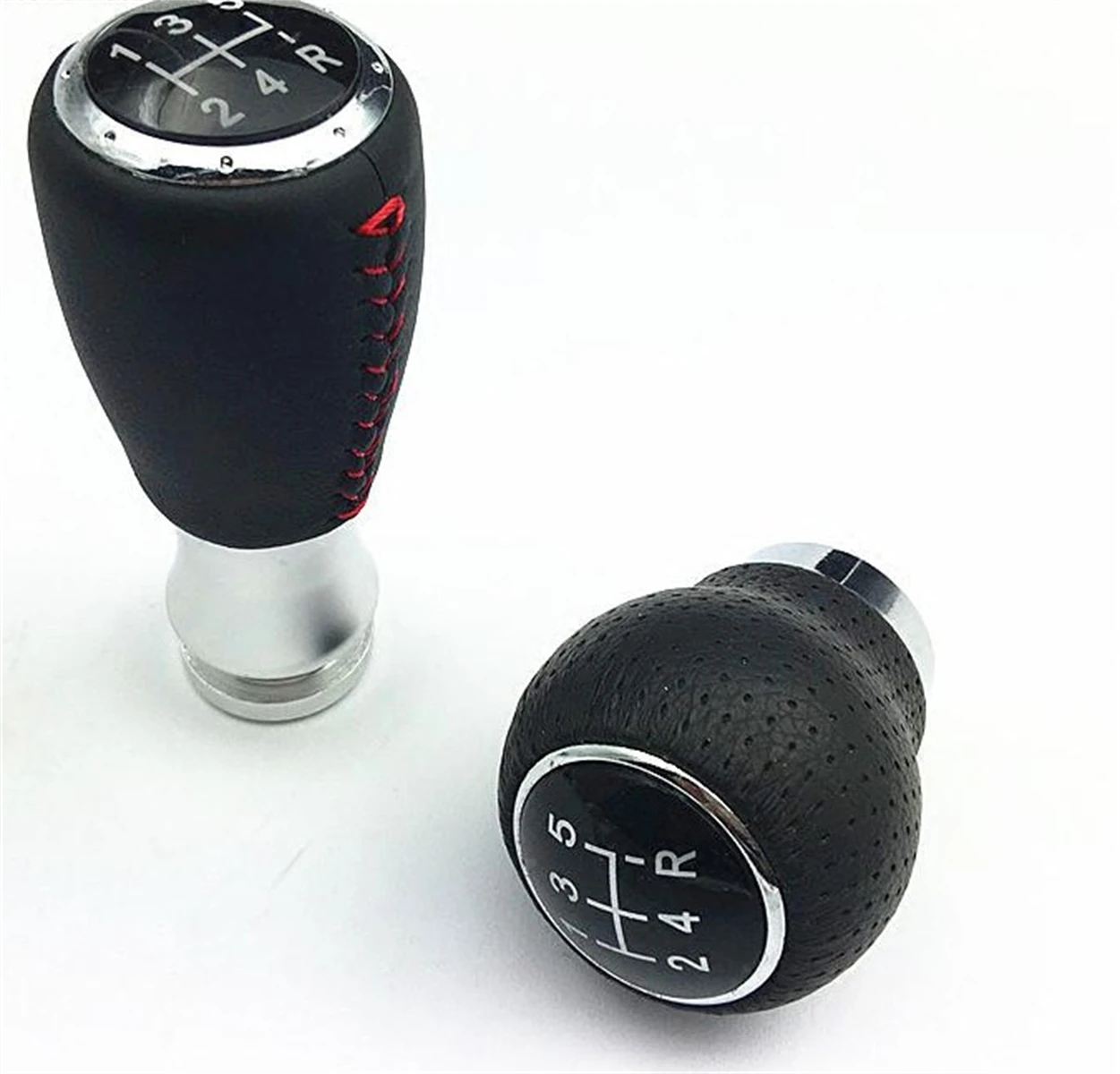 

5R 5 Speed Car AT MT Red Line Gear Shift Knob Leather Lever Shifter Red Stick Manual Gear Head Lever Headball Aluminum Knobs