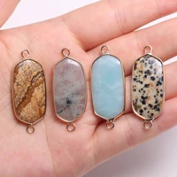 natural stone rectangle double hole connector necklace pendant for jewelry making diy bracelet necklaces accessories size16x40mm