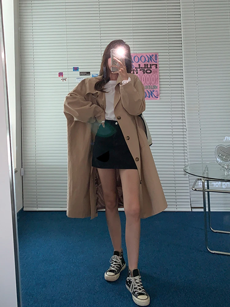 

Windbreaker women 2021 new British style in the long temperament long-sleeved small coat autumn high-end jacket coat