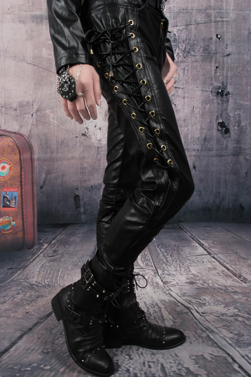 Бесплатная доставка новые мужские брюки для ночных клубов тонкие мотоциклетные