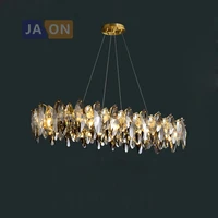 led modern oval crystal suspension luminaire lampen chandelier hanging lamp lighting lustre chandelier lighting for dinning room