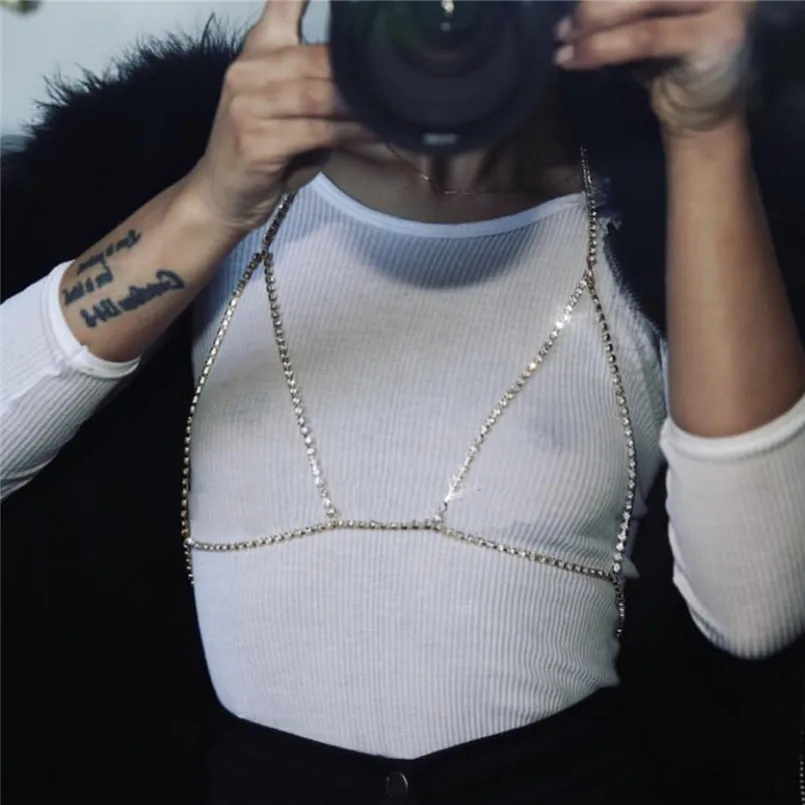 Женское Ожерелье с бюстгальтером adolph блестящая Цепочка-Бралетт кристаллами