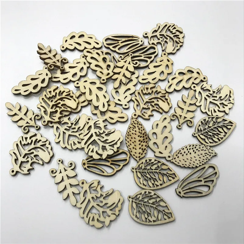 200 шт. 50 мм смешанные деревянные украшения лазерная резка заготовки ломтики