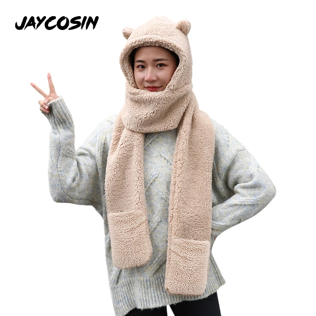 JAYCOSIN новинка 2019 Женская однотонная теплая вязаная шерстяная шапка зимняя