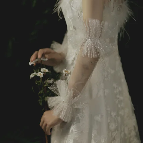 Перчатки Свадебные без пальцев, цвет слоновой кости, элегантные прозрачные перчатки для невесты