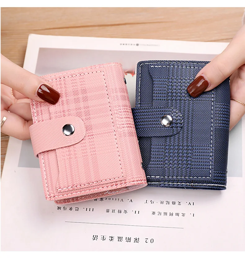 

Fashion Cute Plaid Small Wallets for Cards Only Women Business Card Holder Ladies 2021 Kawaii Porte Carte Femme Bancaire Credit