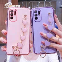 for redmi note10 case luxury electroplated heart bracelet holder cases for redmi note 10 10s 10pro 9s 9t 8pro 8t 7 7a 8a 9 9a 9c