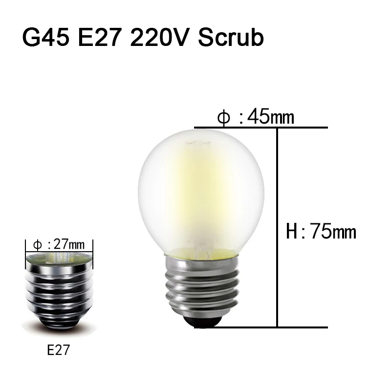 G45 E27 Frosted Матовый E14/E27/B22 Светодиодный светильник 2 Вт 4 Вт 6 Вт затемнения G45 COB винтажная лампа накаливания Эдисона стеклянная шариковая лампа домашний декор - Испускаемый цвет: G45 E27 Frosted