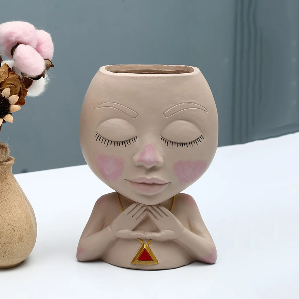 

Portrait Vase Creative Human Face Decor Resin Flower Pot Sculpture Planter