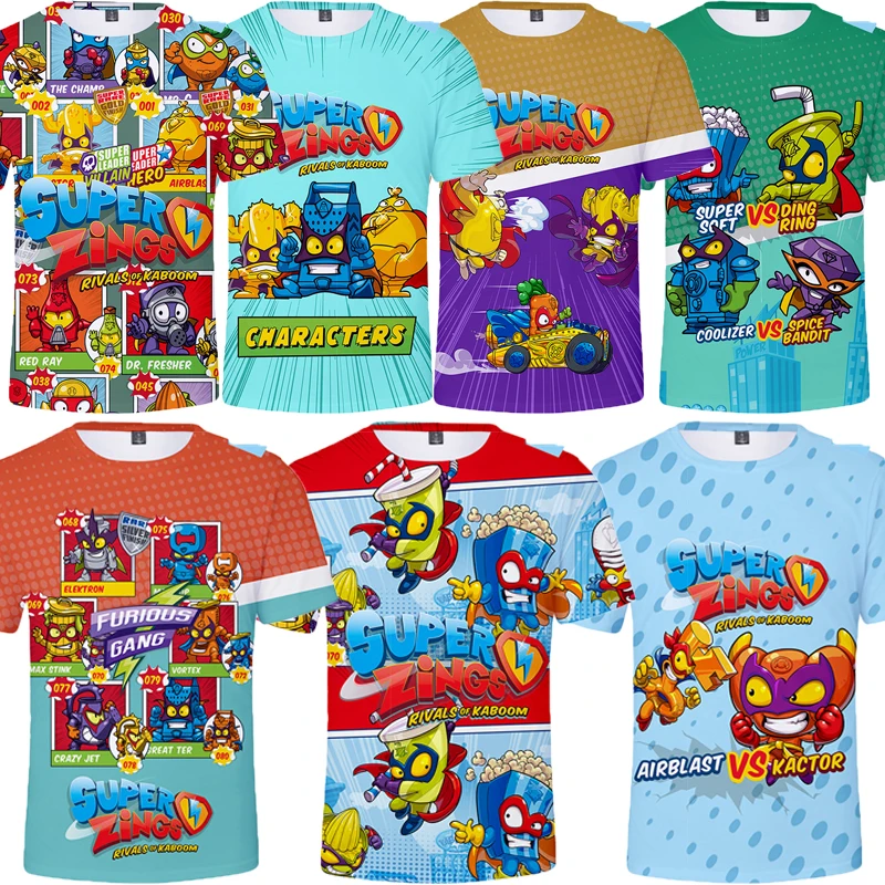 Boys Super Zings Print Clothes Baby 3D Funny T-Shirts Kids Superzings Clothing Boys Graphic T Shirts Anime Among Eboy
