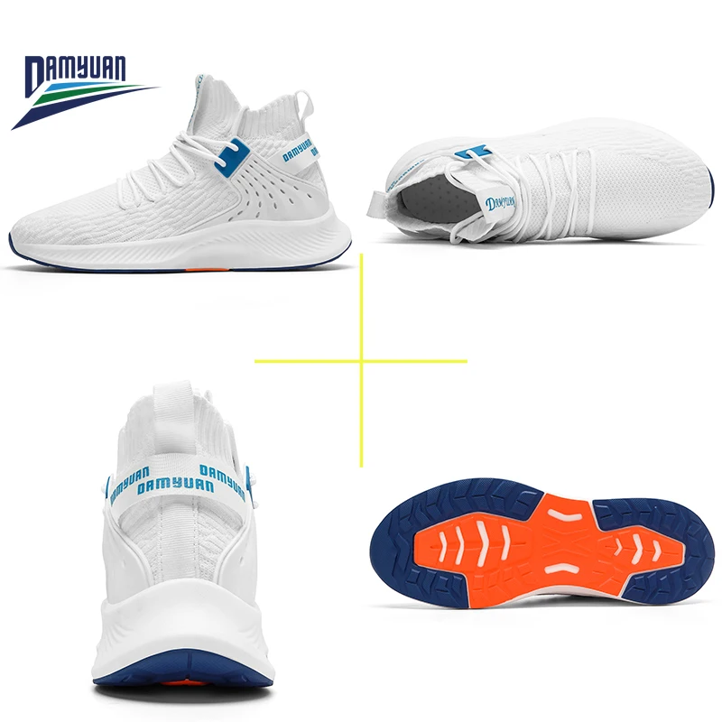 

Damyuan Non-Leather Men's Casual Shoes Flying Woven Breathable Man Sneakers Anti-slip Wear-resistant MD+rubber Sole Sports Shoes