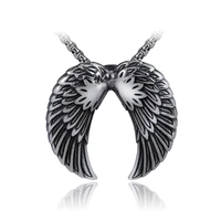 fashion vintage stainless steel eagle wings pendant necklace antique gothic feather silver color male jewelry accessories ln3016