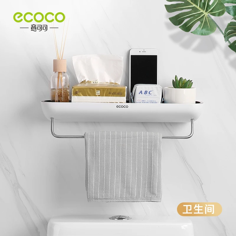 ecoco adhesive bathroom shelf organizer wall mounted shampoo spices shower storage rack holder bathroom accessories free global shipping