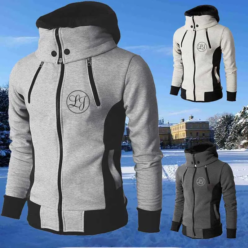 

Новая мужская теплая толстовка из чистого хлопка для осени и зимы, Однотонный свитер с длинными рукавами, мужской повседневный модный спорт...