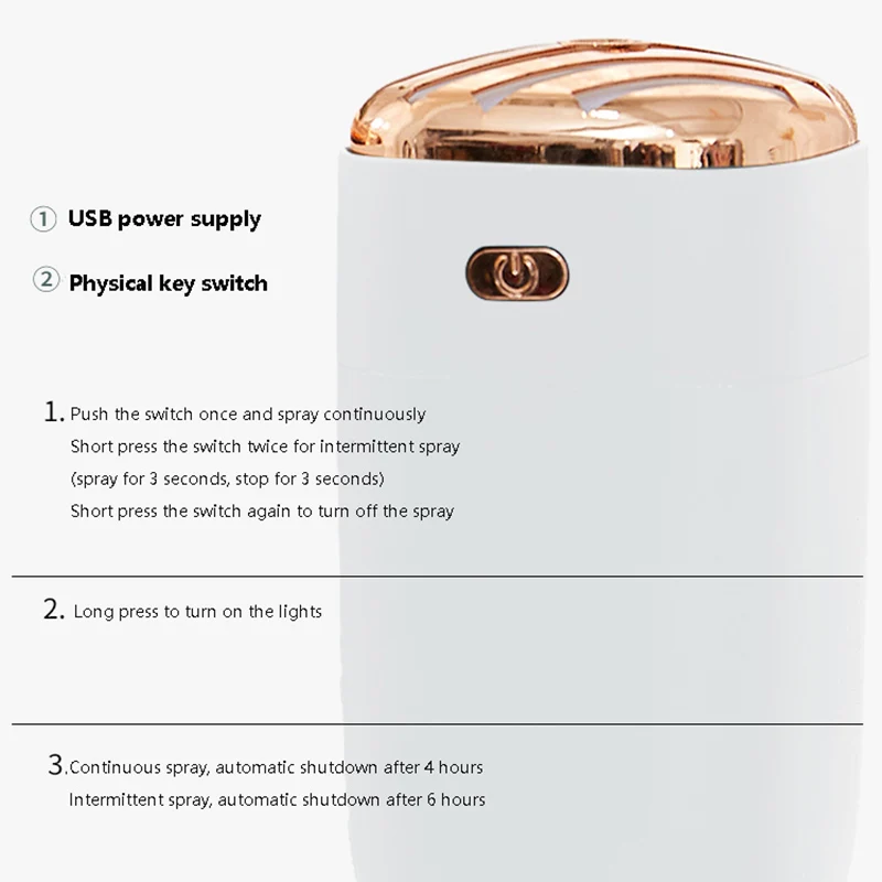 

280ml Mini Humidifier USB Ultrasonic Aroma Essential Oil Diffuser Air Humidificador Cool Mist Maker Sptayer With Night Light