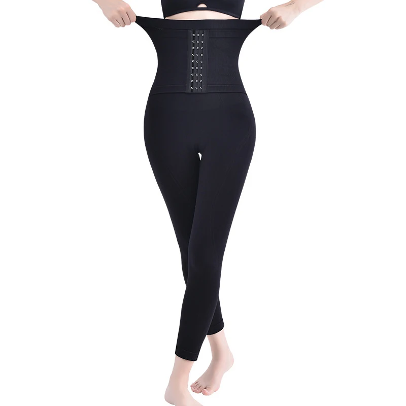 

Women wearing leggings with belly in and out with fall and winter breeches with close-fitting waistband and 9 points joggings