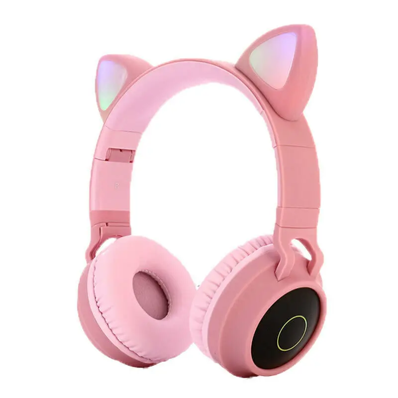 

LED Cat Ear Headphones Bluetooth 5.0 Support TF Card FM Radio With Mic Wireless Noise Cancelling Adults Kids Girl Headset