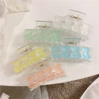 hot ins bear hair claw clip acrylic transparent candy color geometric rectangle hair clips clamp grab girls women accessories