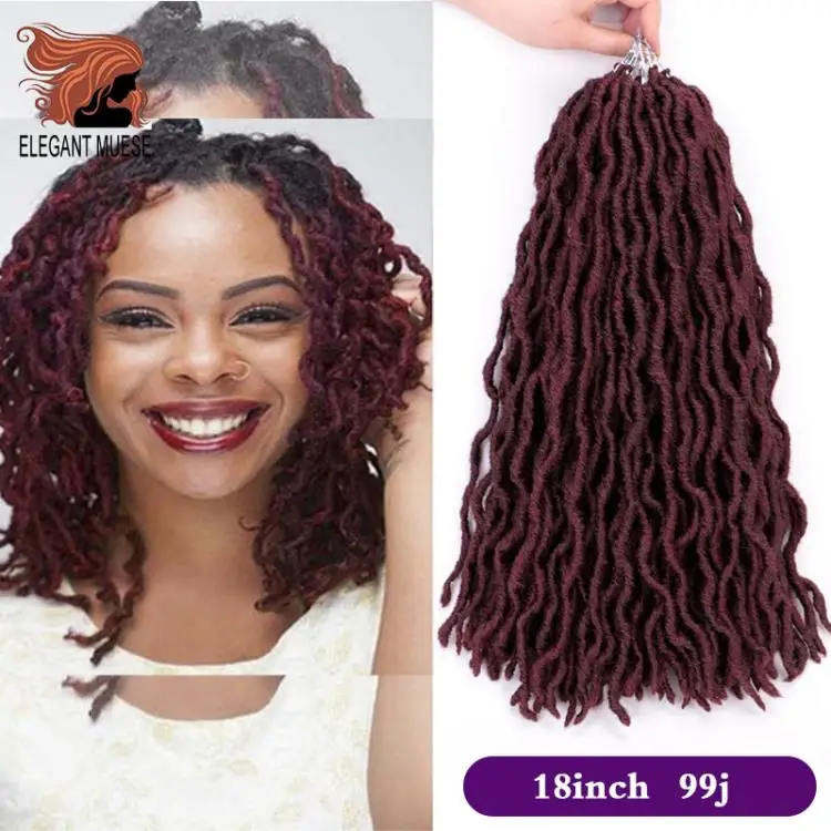 Элегантный MUSES Goddess Nu Locs, мягкие вязанные крючком волосы, косички, 12, 18 дюймов, faux Locs CURLY, синтетические волосы, предварительно петля, вязанные крючком косички