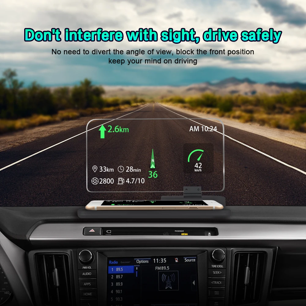 

Car Folding Windscreen Projector HUD Head-up Display GPS Navigation Bracket Phone Holder Stand Multifunction Reflection Board