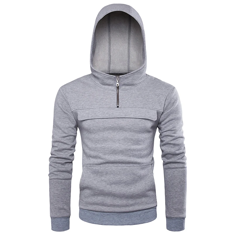 

New Men Cotton Autumn Solid Hoodies Full Sleeve Loose Fit Cotton Hat Mens Sweatshirts Zipper V Neckline Mens Hoodies Streetwear