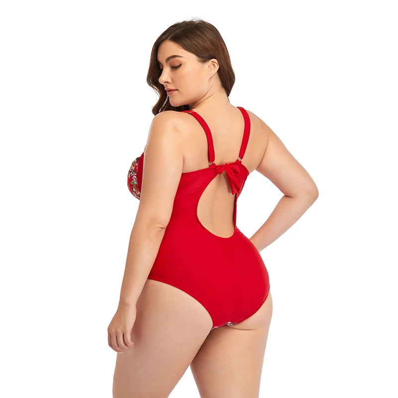 

New Women Plus Size 6XL Swimsuit Bikini Set One Piece Backless Print Bikini Swimsuit Beachwear Fashion Summer Swimwear