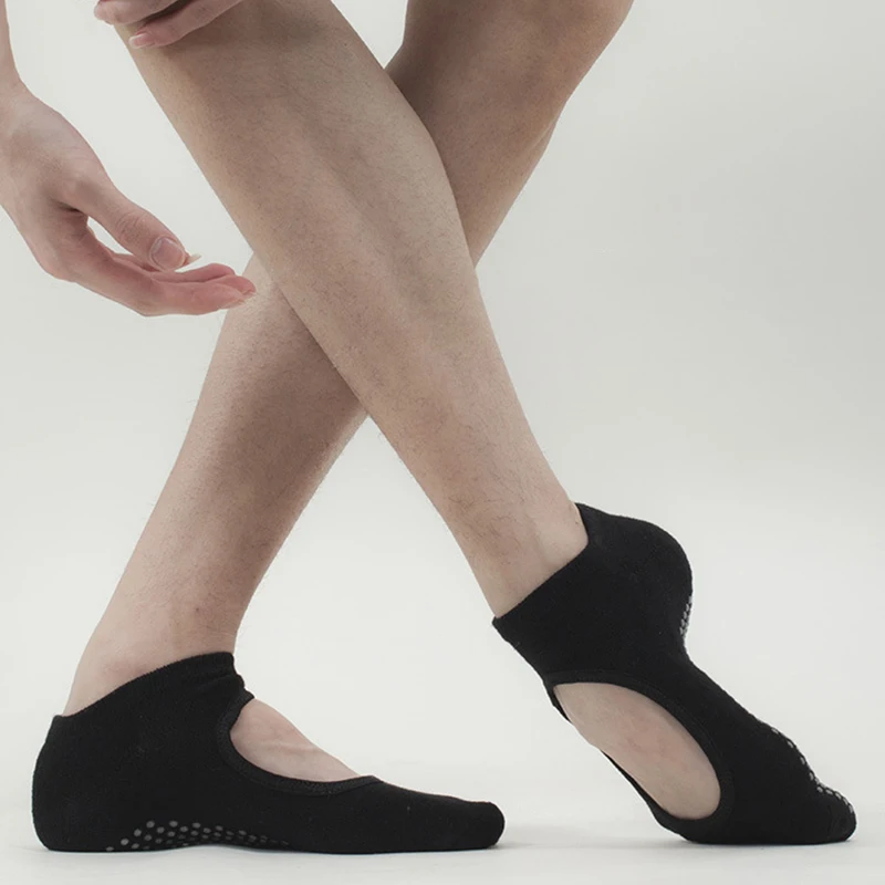 

Women High Quality Pilates Socks Anti-Slip Breathable Backless Yoga Socks Ankle Ladies Ballet Dance Sports Socks For Fitness Gym