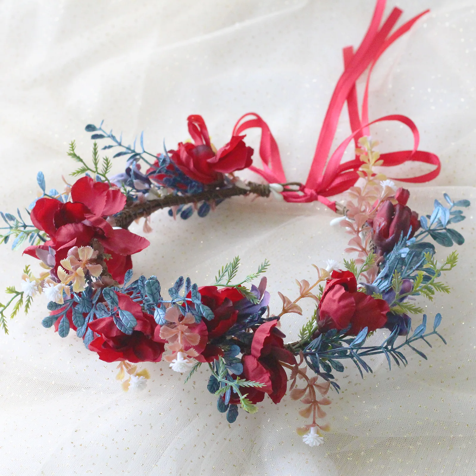 

Bride Wedding Hair Accessories Gorgeous Flower Headbands Braided Hair Vine Pearl Headpiece Hair Ornament For Women Girls