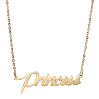 princess name necklace personalised stainless steel women choker 18k gold plated alphabet letter pendant jewelry friends gift