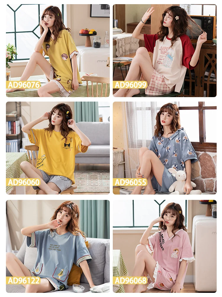 

Women's Pajamas Pajama Paragraph lovely short-sleeved cotton women summer two-piece women can go out in summer leisure big yards