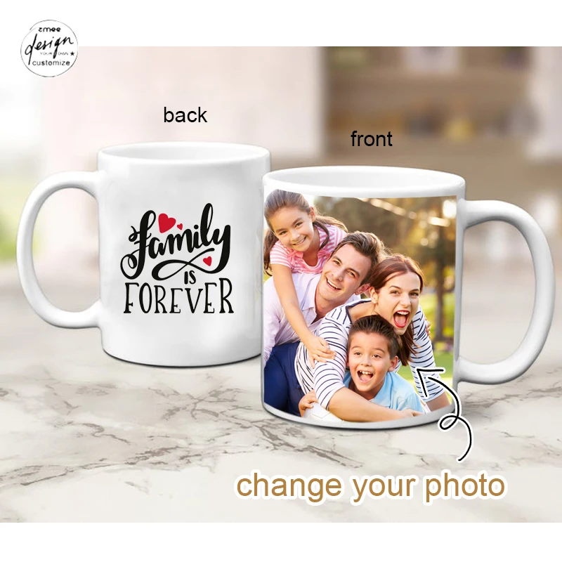 Personalized Mug Family Gift Ceramic Magic Photo for Dad Mugs Customize Photos Coffee | Дом и сад