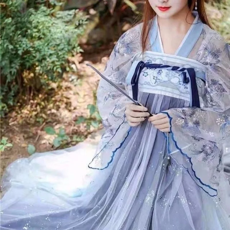 

Chinese Traditional Hanfu Women Dress Cosplay Robe Dance Set Fairy Costume Clothing Girls Plain Han Dynasty Ancient