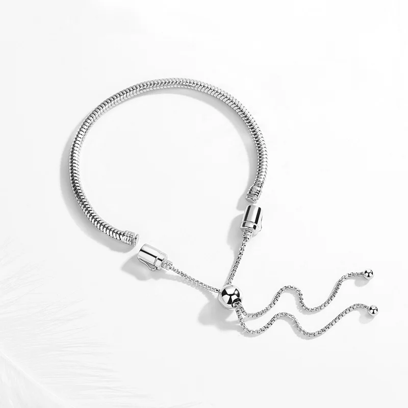 Браслеты из стерлингового серебра 925 пробы и регулируемый браслет с бусинами DIY