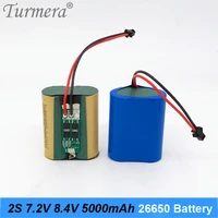 turmera 7 2v 8 4v 5000mah 26650 20a lithium battery with bms for headlamp lantern flashlight batteries and bluetooth speaker use