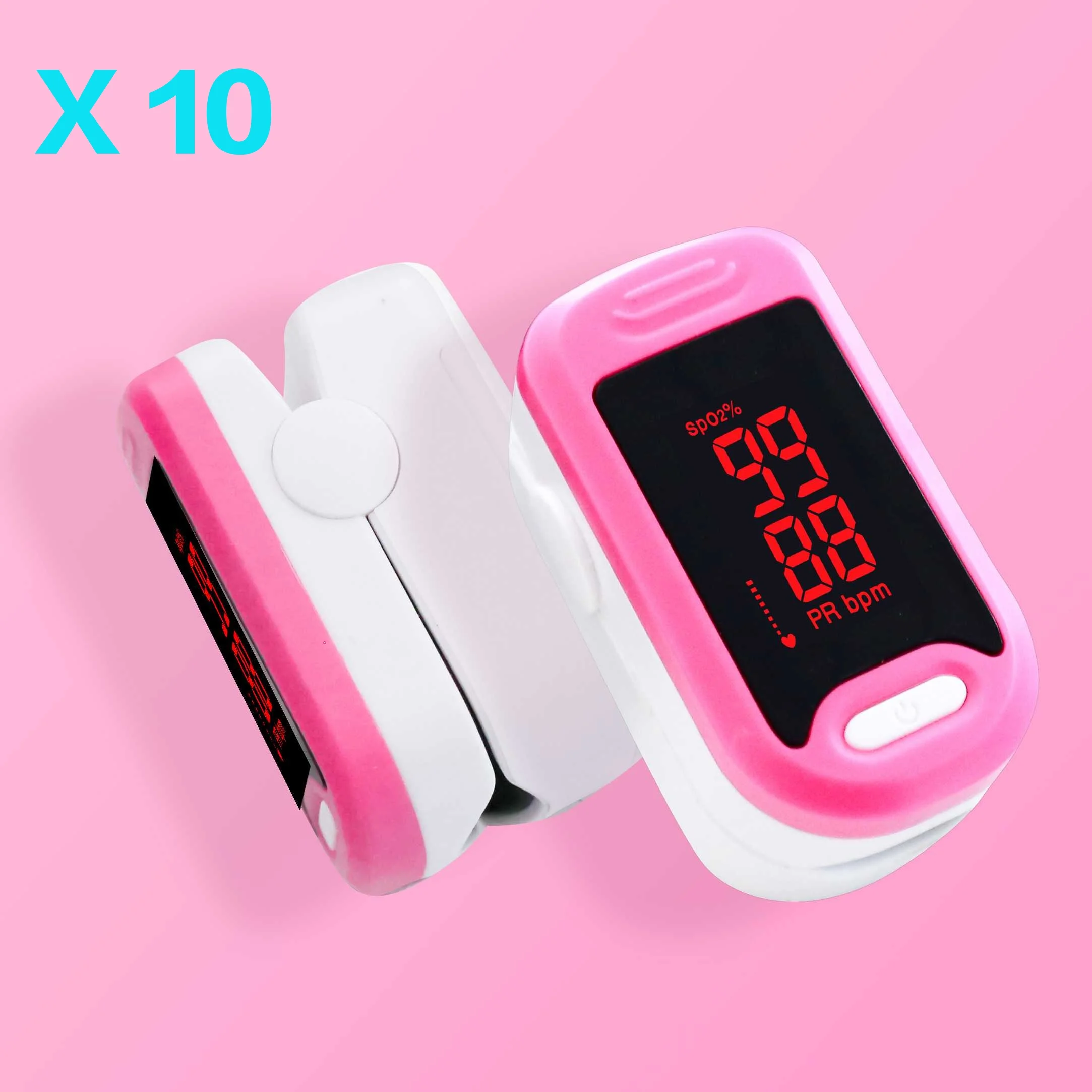 Pink and Pink box Loodom 10 шт. светодиодный импульсный оксиметр кончик пальца оксиметр Пульсо пальцевой Пульсоксиметр кислородный монитор Oximetro de dedo тонометр - Цвет: Pink and Pink box