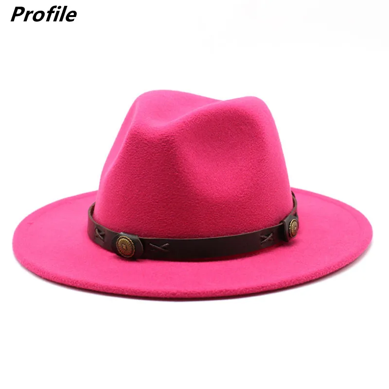 

Fedora hat rose red jazz hip-hop hat donut belt accessories winter unisex fedora hat monochrome Женская шляпа