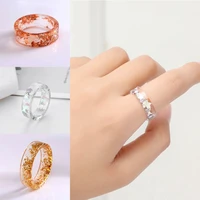 1pc creative clear star sequin transparent rings finger ring handmade novelty engagement wedding jewelry resin