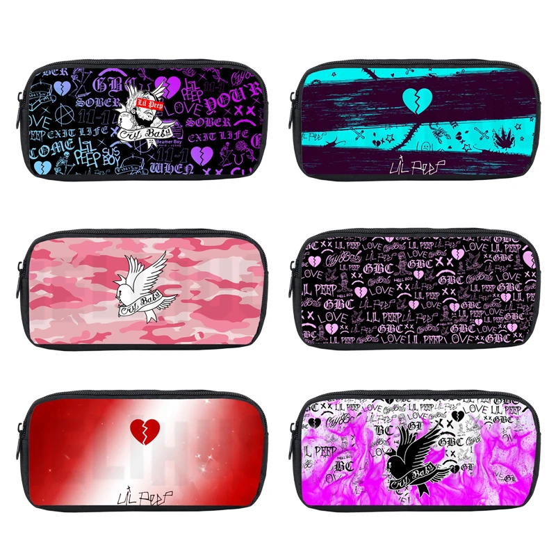 

3D Print Lil Peep Pattern Drawing Pencil Case Women Cosmetic Bag PencilBox Cosmetic Cases Makeup Bag Zipper School Supplies Girl