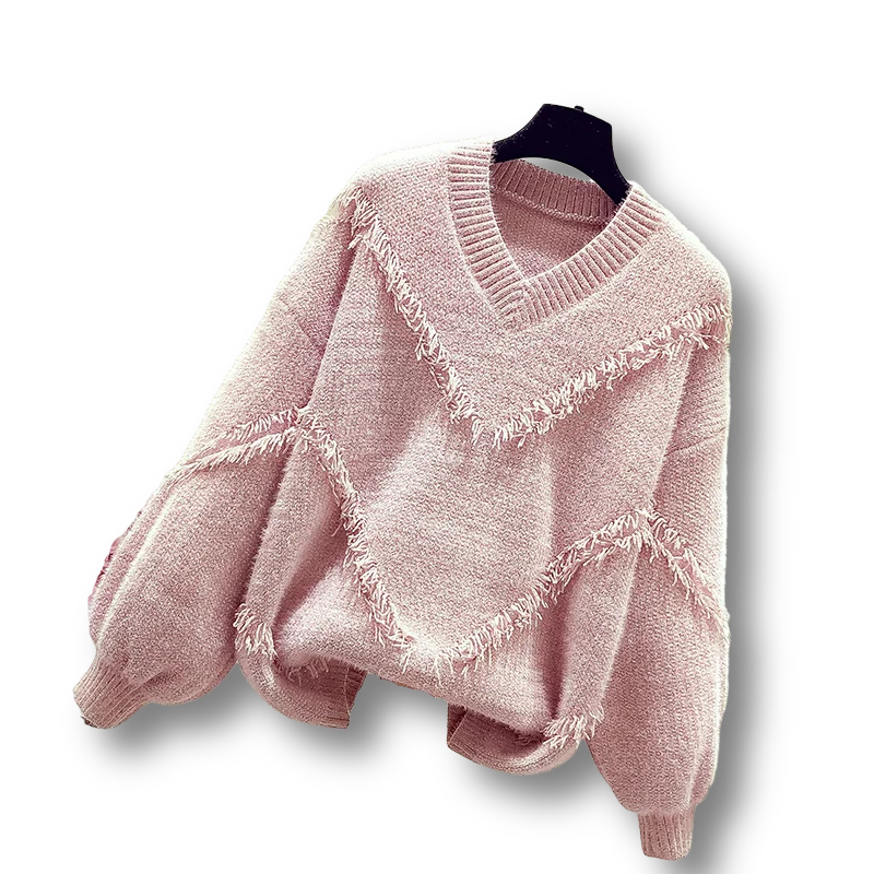 

Tassel Thicken Warm Knitted Women Sweater And Pullovers Lantern Sleeved Solid Casual All Match Female Pulls Outwear Tops