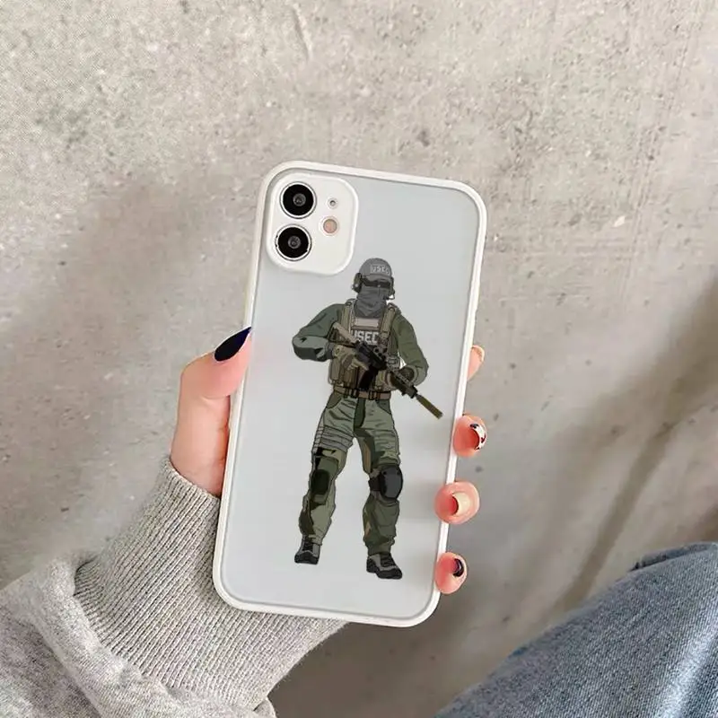 

escape from tarkov Phone Case For iPhone 12 11 Mini Pro XR XS Max 7 8 Plus X Matte transparent White Cover