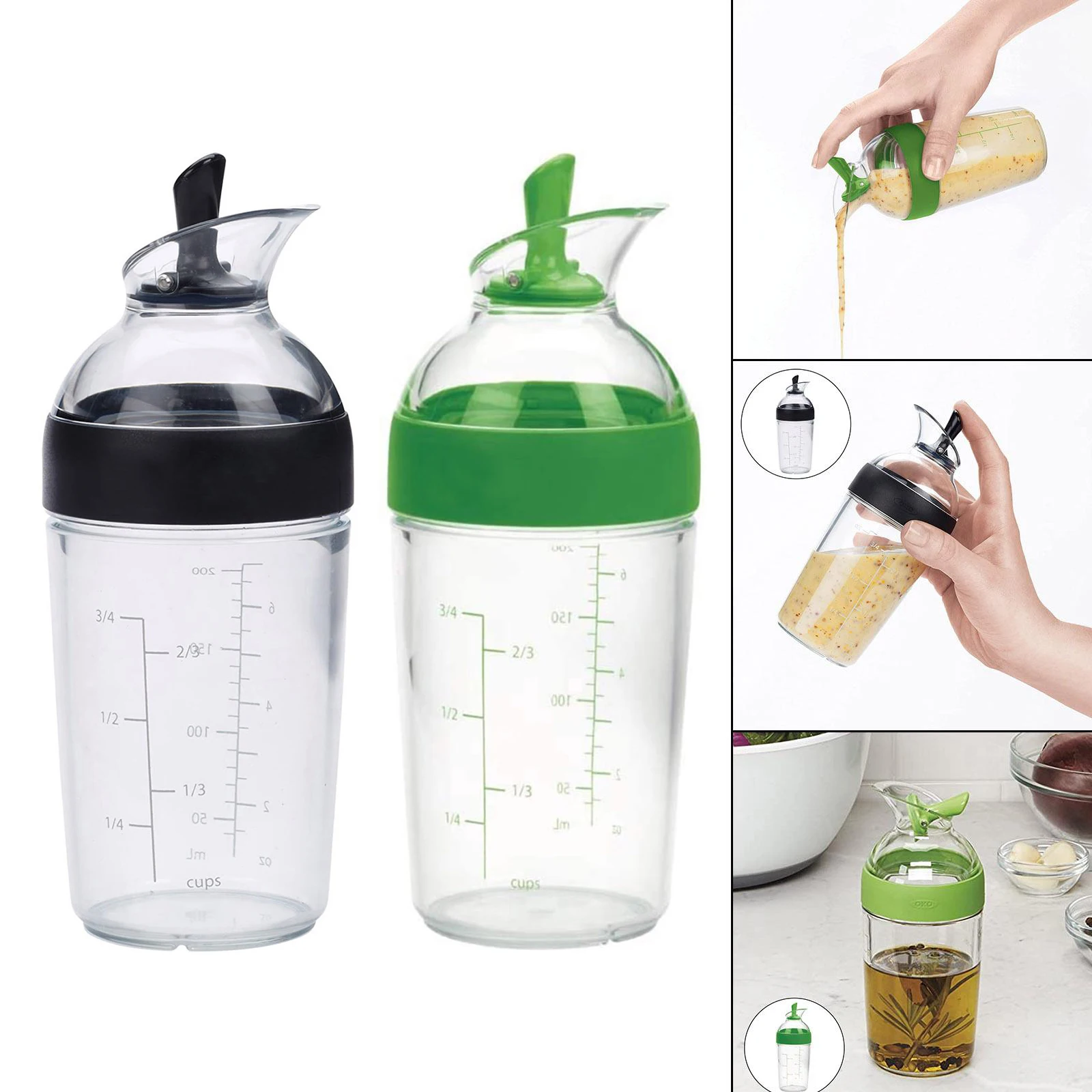 

1pc Salad Dressing Shaker Emulsifier Universal Manual Sauces Mixer Spill Resistant 240ml with Measurement