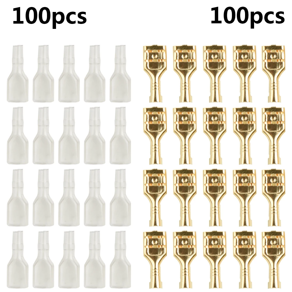 

200pcs Female Spade Insulated Wire Connectors Crimp Electrical Terminals 6.3mm Electrical Wire Crimp Terminals Spade Connectors