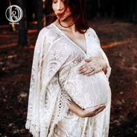 donjudy boho v neck long sleeve lace maternity gown photography dress party dresses baby shower photo props for photo shoot