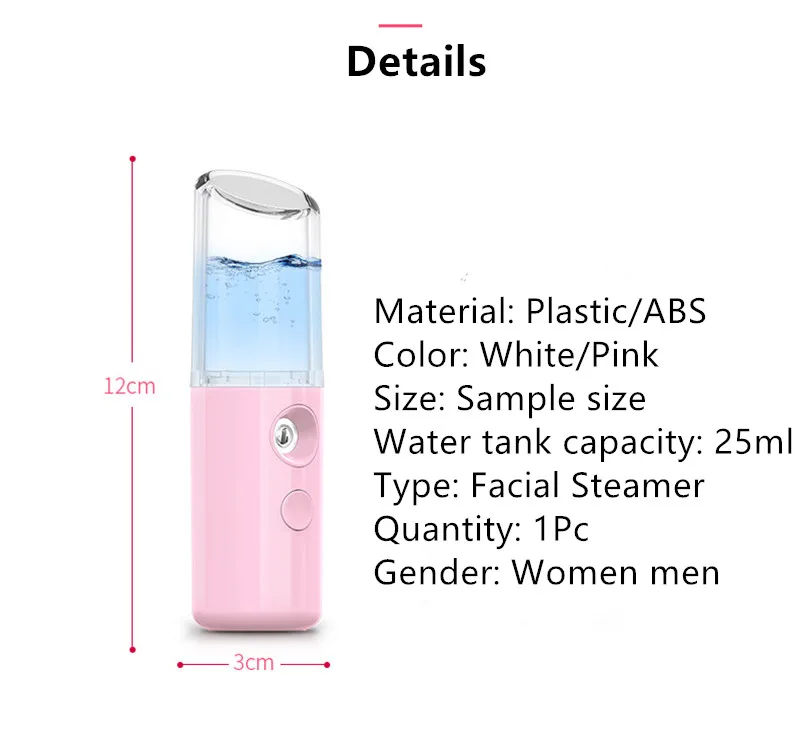 

Nano Mist Mini 30ml Facial Sprayer Portable Body Nebulizer Steamer Moisturizing Skin Care Face Spray Beauty Humidifiers