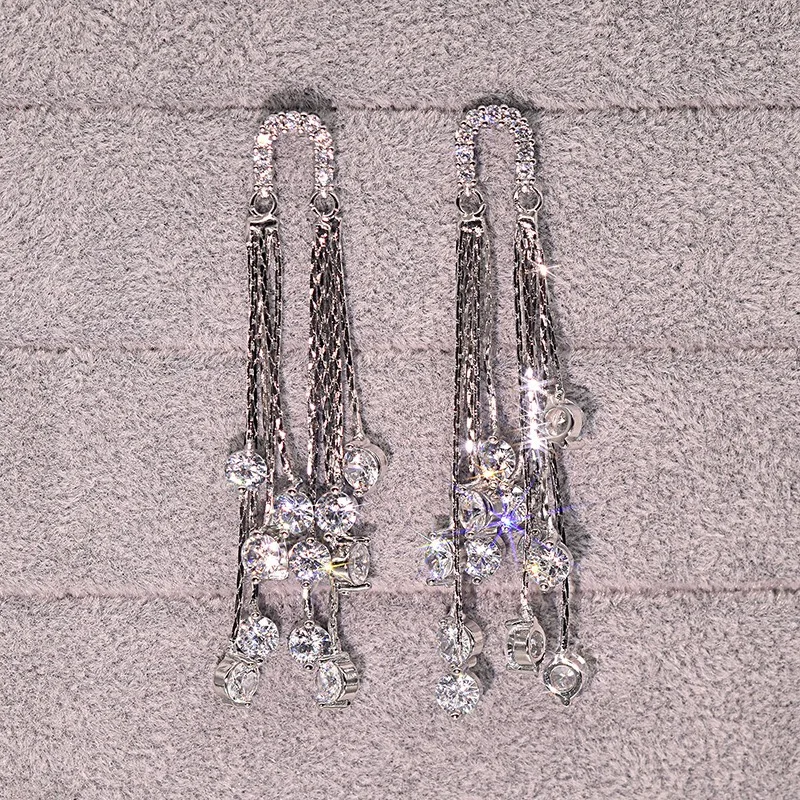 

MENGYI Luxury Dainty Tassels Long Earrings Women's Outer Banks Party 92 5 Irregular Jewelry Wedding Set Of Earring Birthday Gift