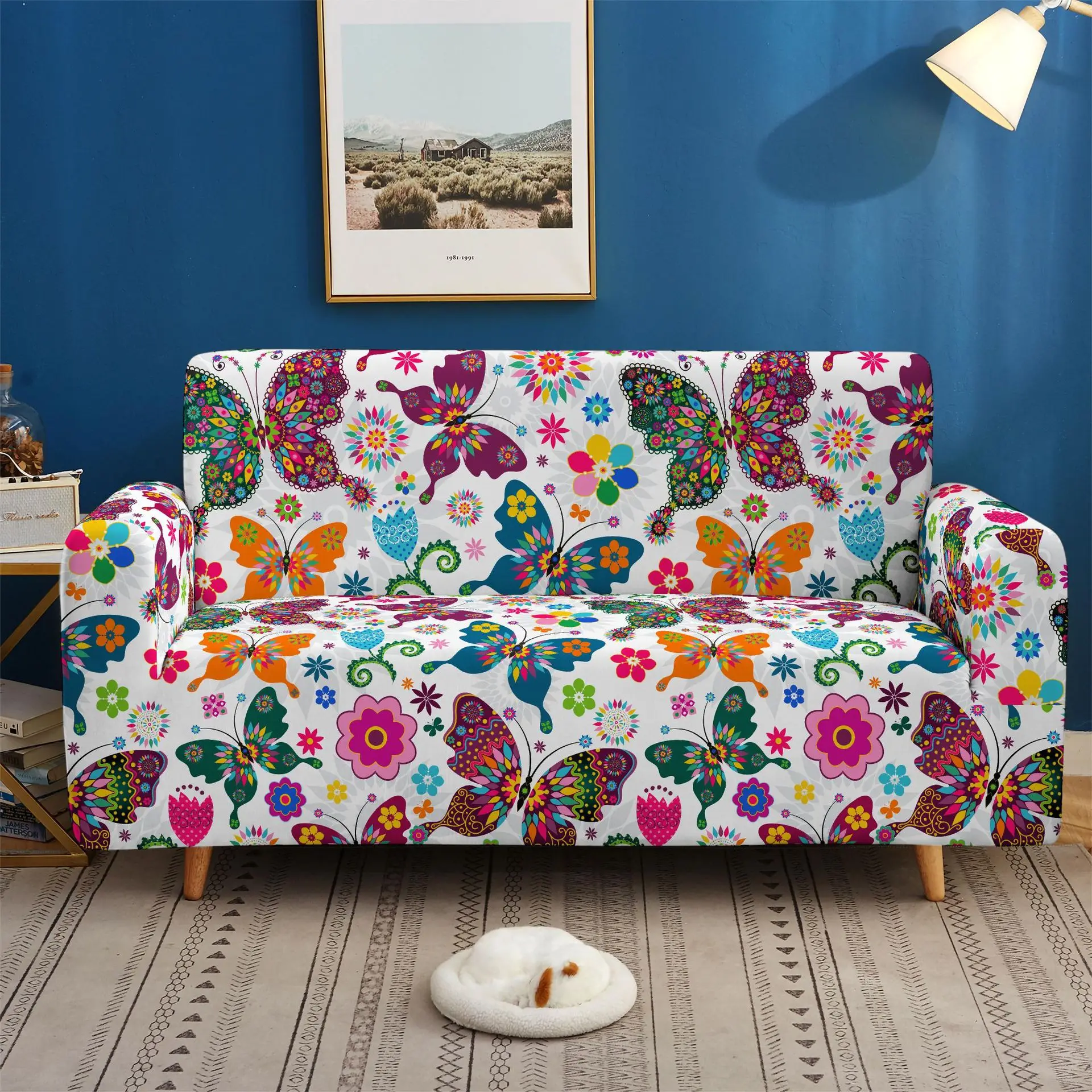 

Butterfly Dinosaur 3D Print Elastic Sofa Covers For Living Room L Shape Sofa Cover One Two Three Four Seaters All-inclusive Gift