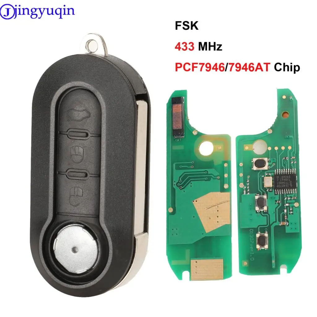 Пульт дистанционного управления jingyuqin FSK PCF7946/PCF7946AT чип для Fiat 500 Grande Punto Citroen Jumper