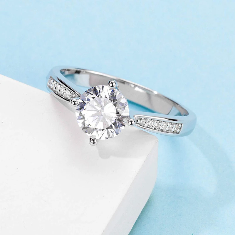 

Knobspin Luxury 100% 925 Sterling Silver Real 1 Carat D Color Moissanite Wedding Engagement Rings For Women Fine Jewelry
